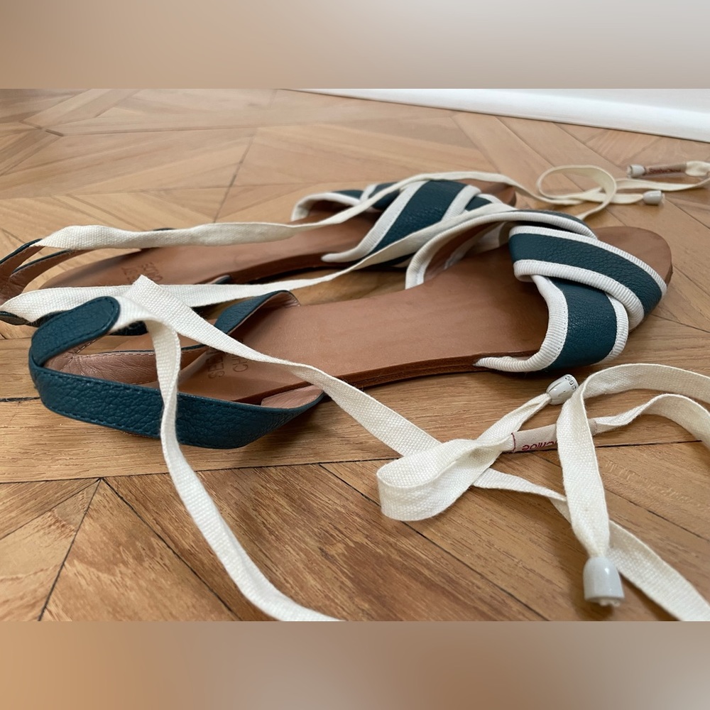 See by Chloe lace up blue flats 9.5